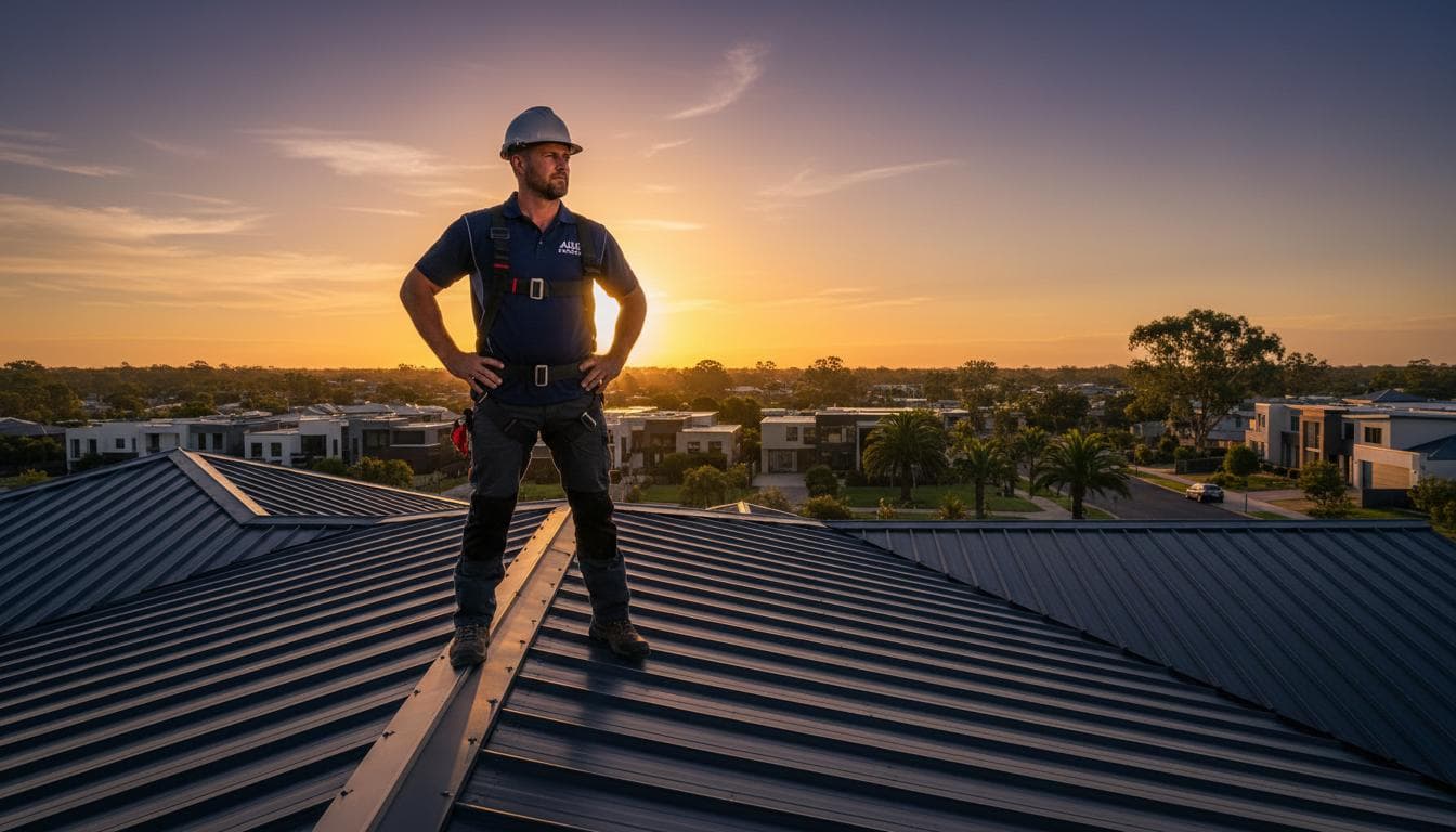 Australian roofer working on a residential roof
